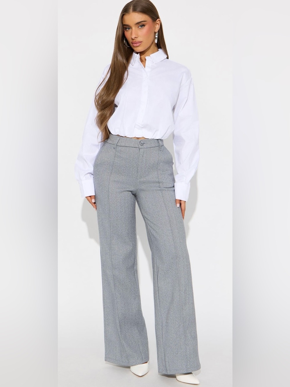 Fashion Nova Charcoal Gray High-Rise Wide-Leg Pants